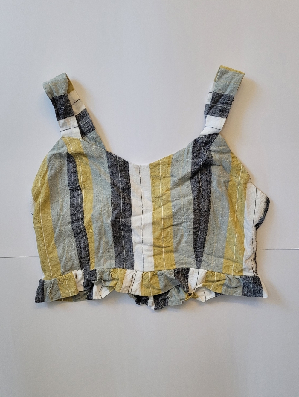 RVCA Key-Vest Striped Crop Tank Top - Size Small
